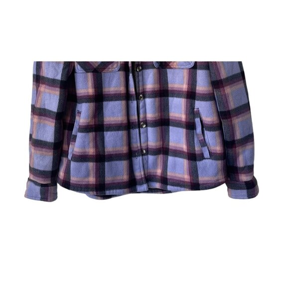 Sage Collective Jacket Plaid Sherpa Lined Size S Shacket Purple Western - Picture 6 of 12